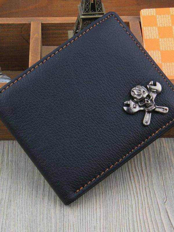 Leather Skulls & Spanner Wallet - Poison Arrow Retro