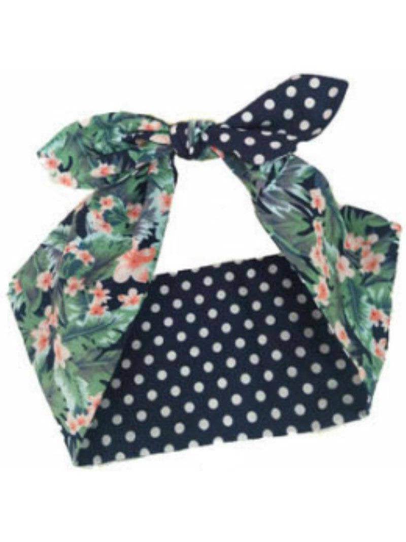Green Floral Wired Hair Tie - Poison Arrow Retro
