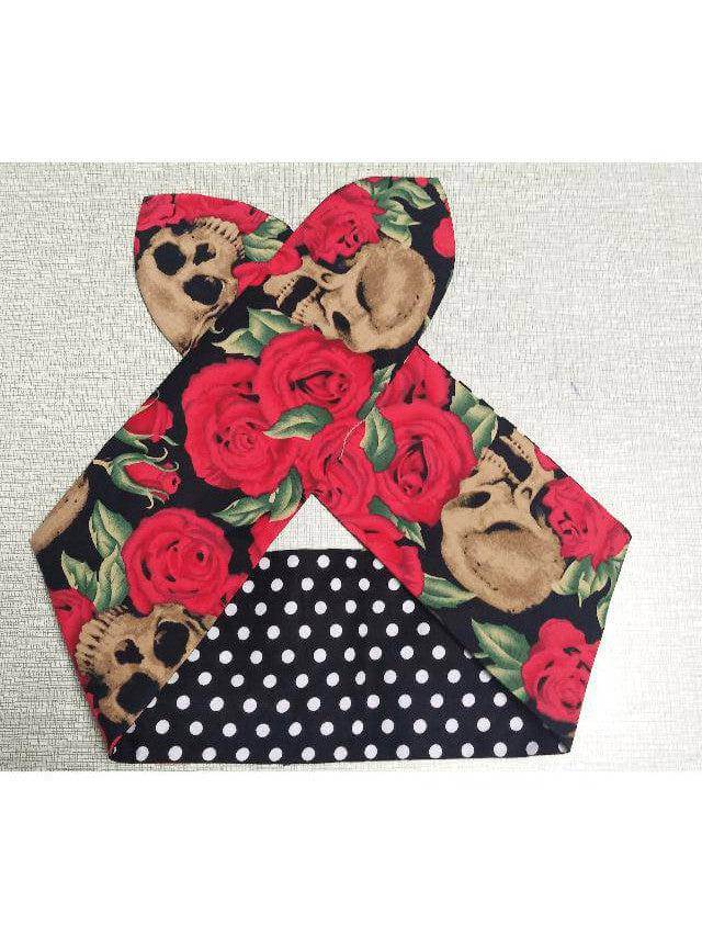 SKULLS n ROSES WIRED ROCKABILLY HAIR TIE - Poison Arrow Retro