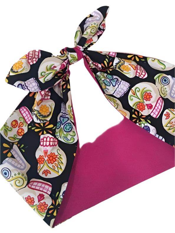 SUGAR SKULLS WIRED ROCKABILLY HAIR TIE - Poison Arrow Retro
