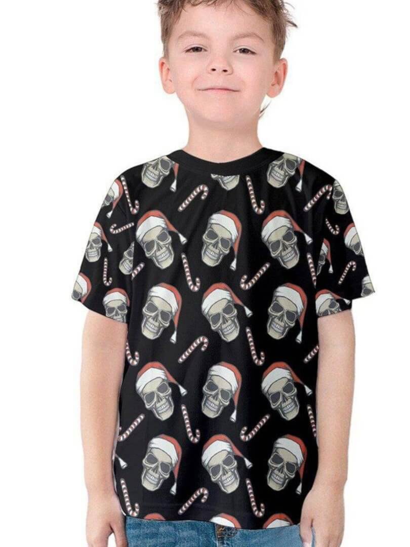 CHRISTMAS SKULLS Kids' Cotton Tee - Poison Arrow Retro