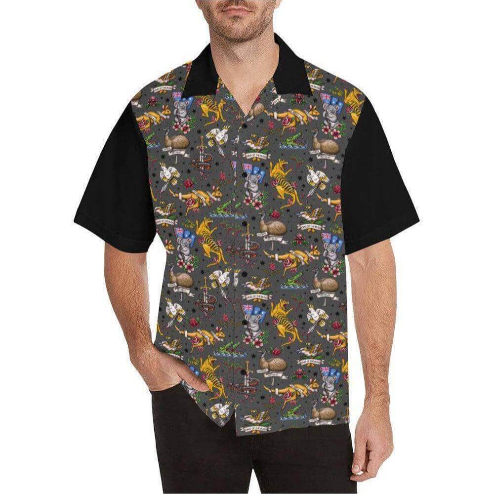 Fair Dinkum! Aussie Fauna Men's Button Up Shirts - Poison Arrow Retro