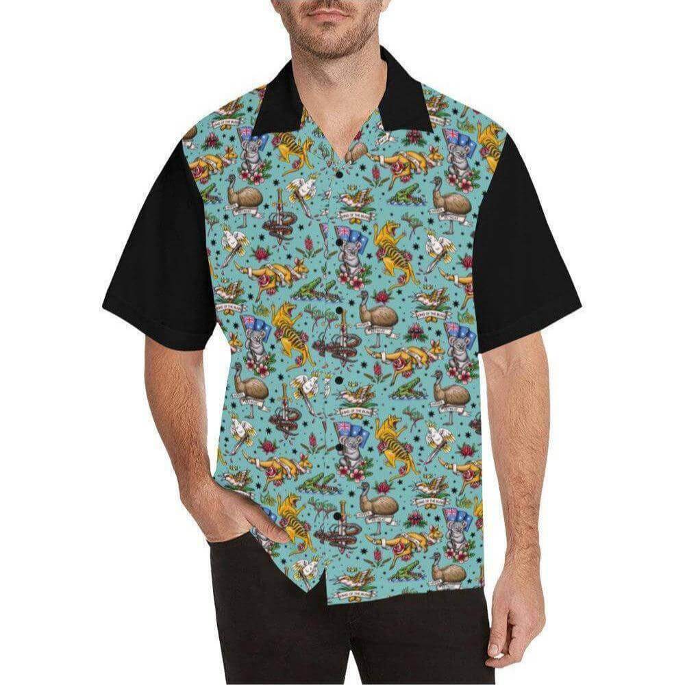 Fair Dinkum! Aussie Fauna Men's Button Up Shirts - Poison Arrow Retro