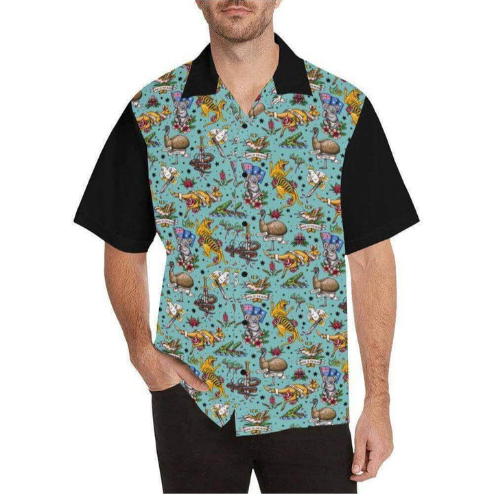 Fair Dinkum! Aussie Fauna Men's Button Up Shirts - Poison Arrow Retro