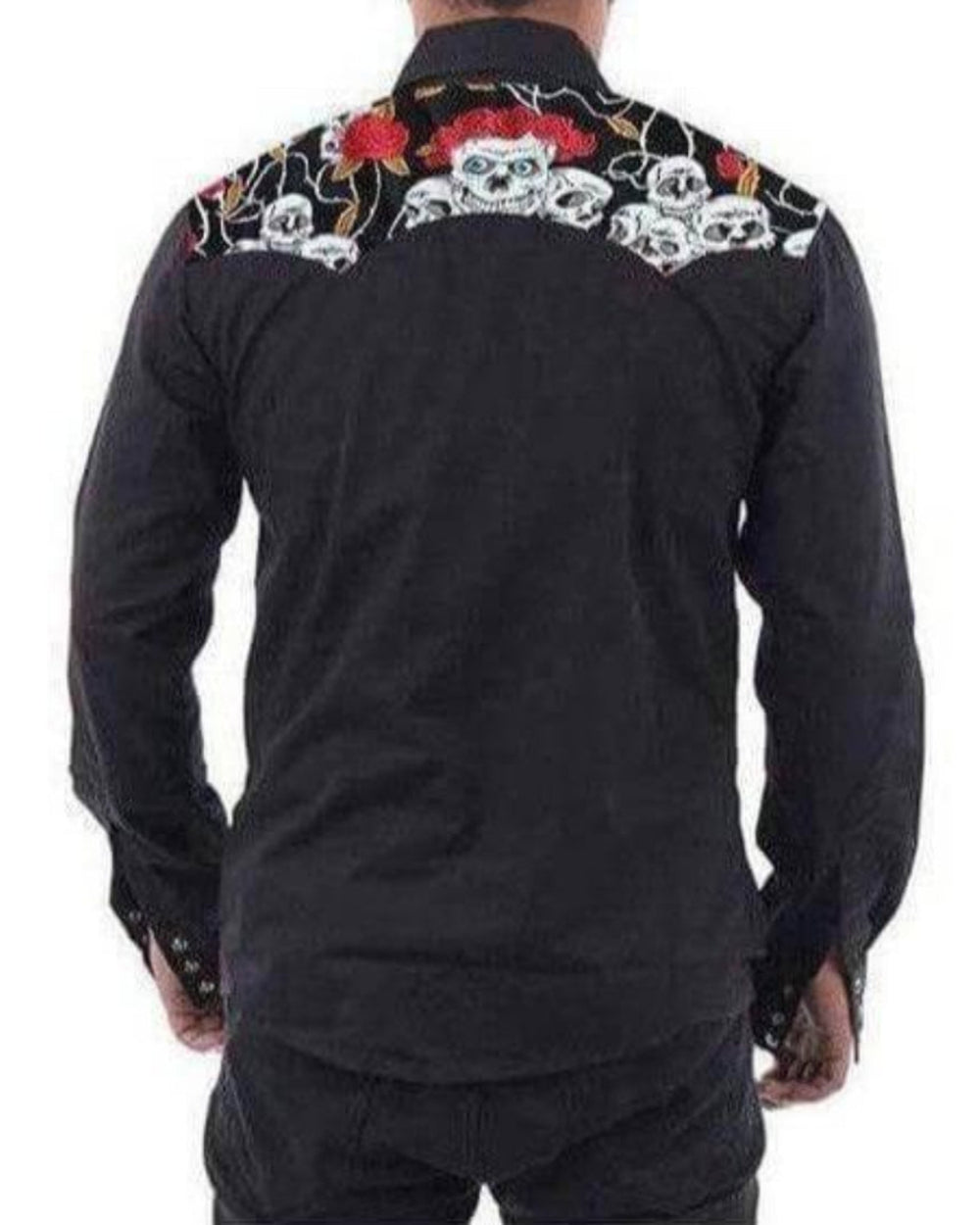 Men's Vintage Style Western Cowboy Shirt Skulls & Roses - Poison Arrow Retro