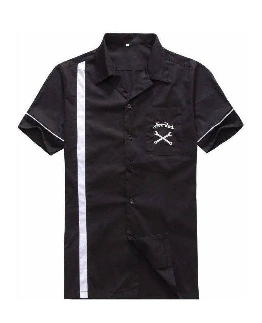Hotrod spanners bowling shirt men's retro rockabilly – retro mens button ups for men Australia – back view