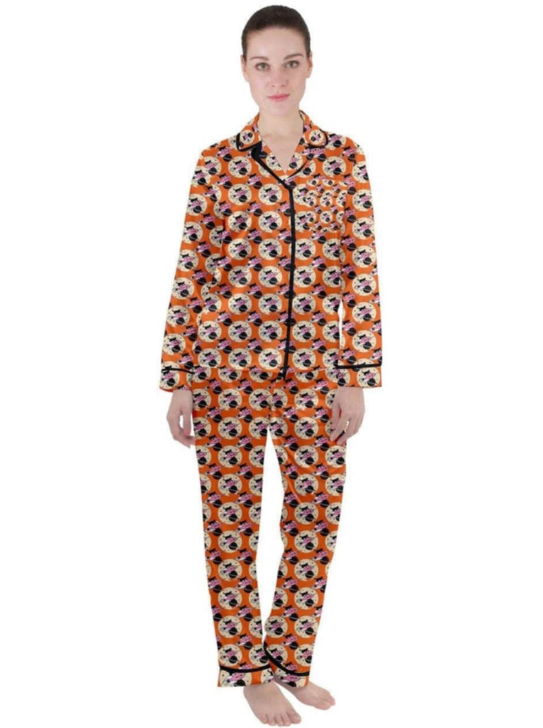 Orange satin pyjamas best sale