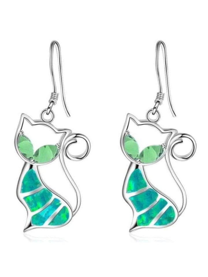 RETRO KITTY Drop/Dangle Earrings GREEN - Poison Arrow Retro