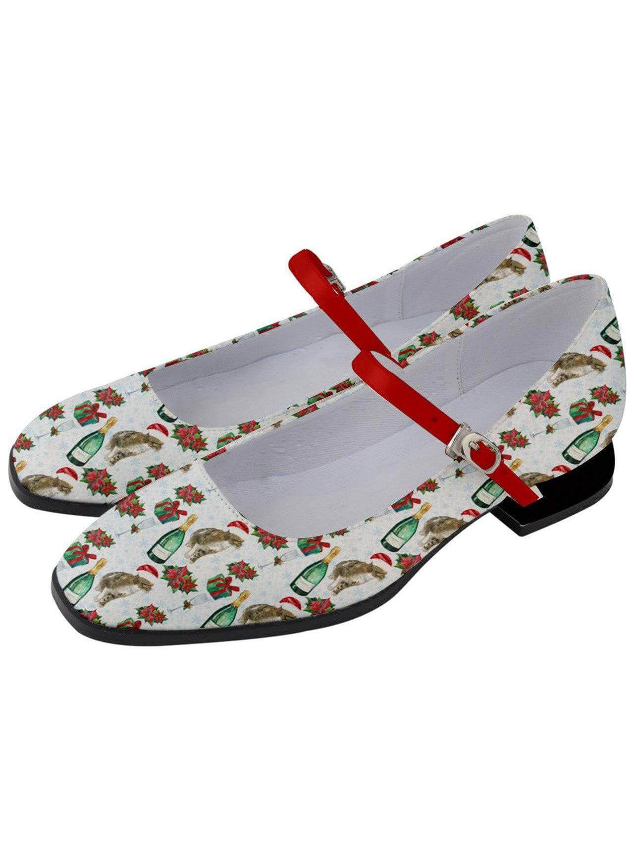 Mary Jane Shoes Christmas Cats Poison Arrow Retro