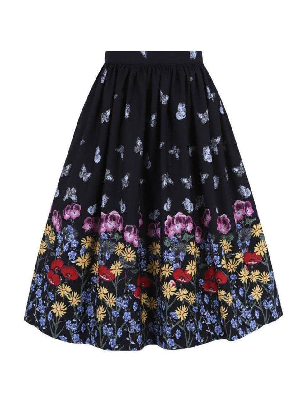 Hell Bunny Meadow Butterfly Print Skirt - Main Image