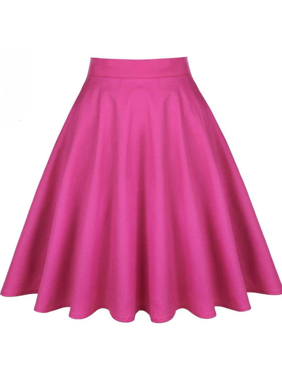 Hot Pink Flared Skirt - Poison Arrow Retro