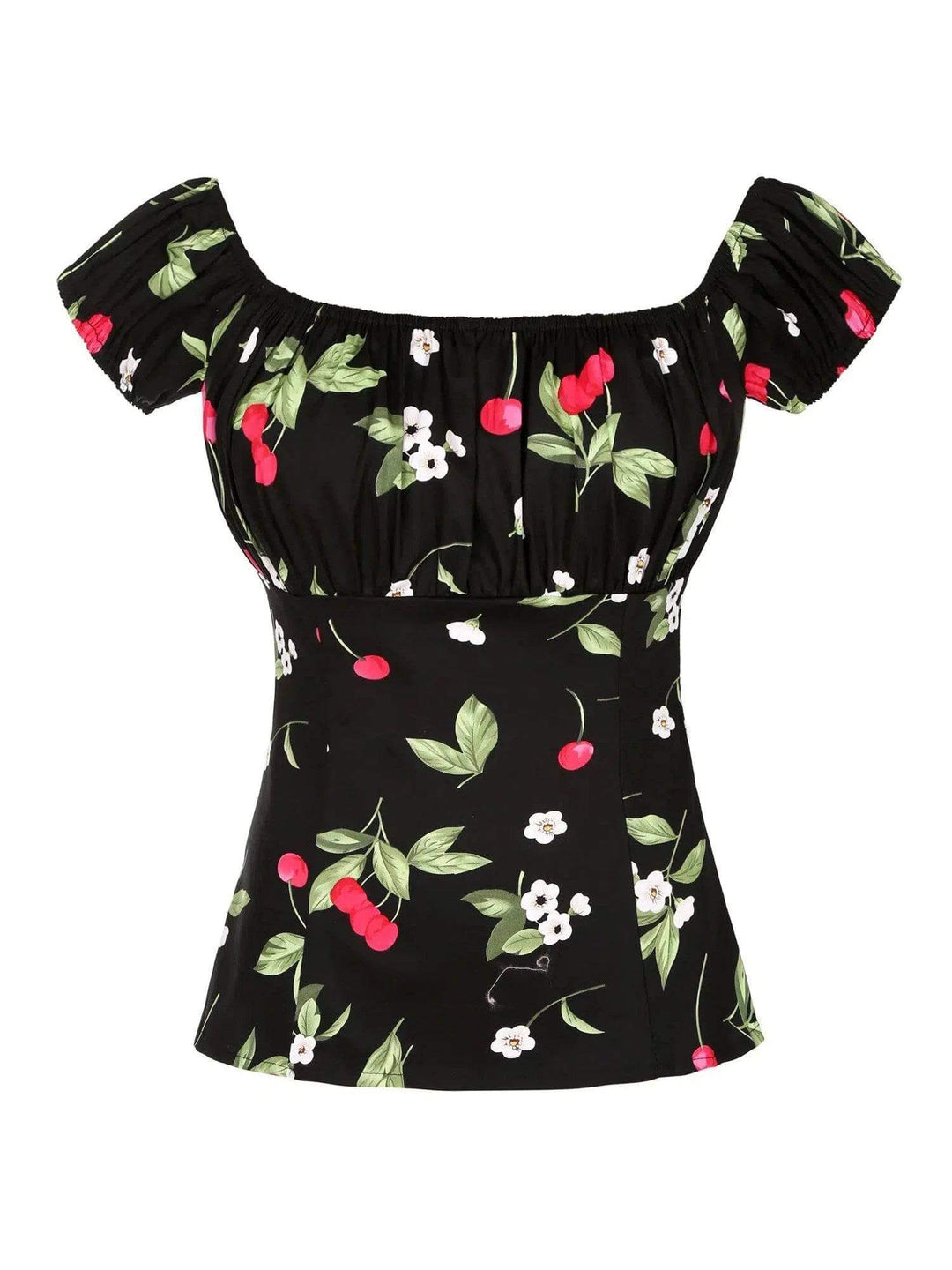 Black Cherries Peasant Style Top - Poison Arrow Retro