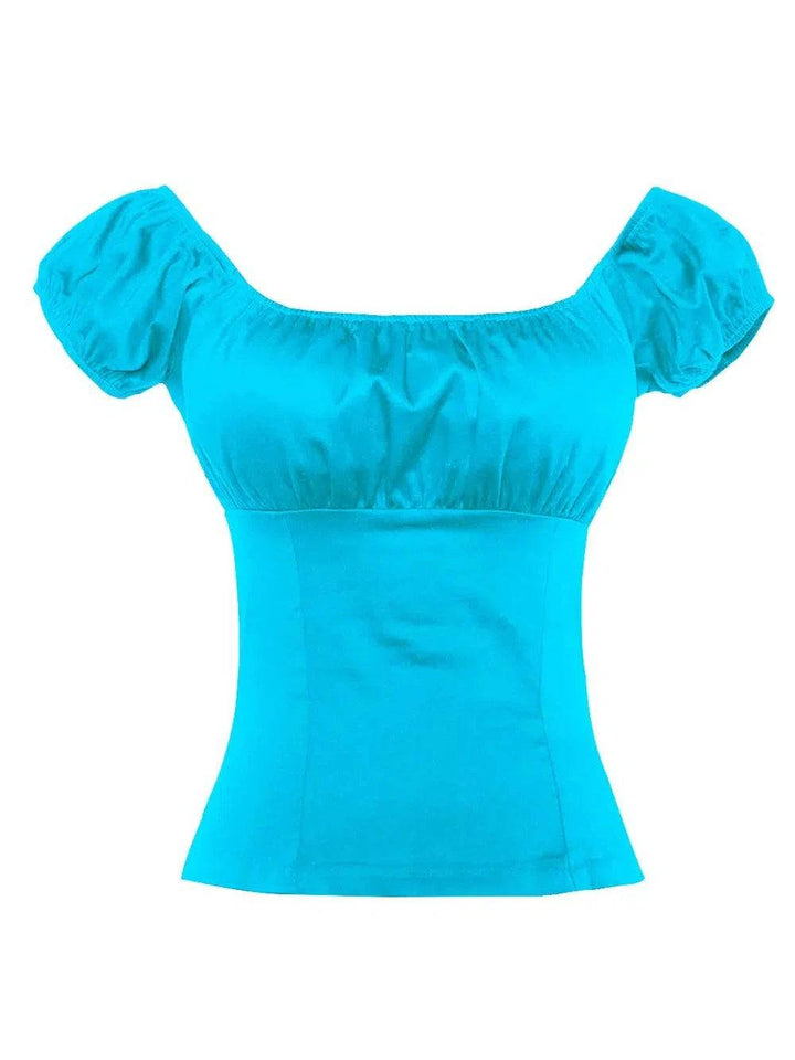 Blue Peasant Style Top - Poison Arrow Retro