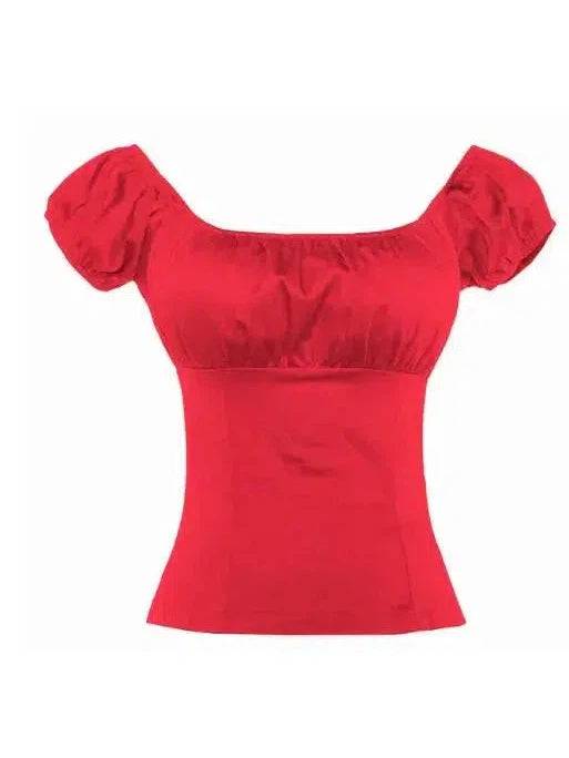 Red Peasant Style Top - Poison Arrow Retro