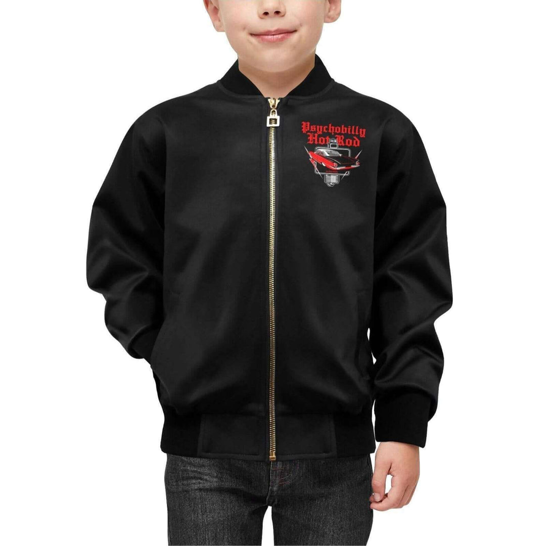 Psychobilly Hotrod Kid's Bomber Jacket With Pockets - Poison Arrow Retro