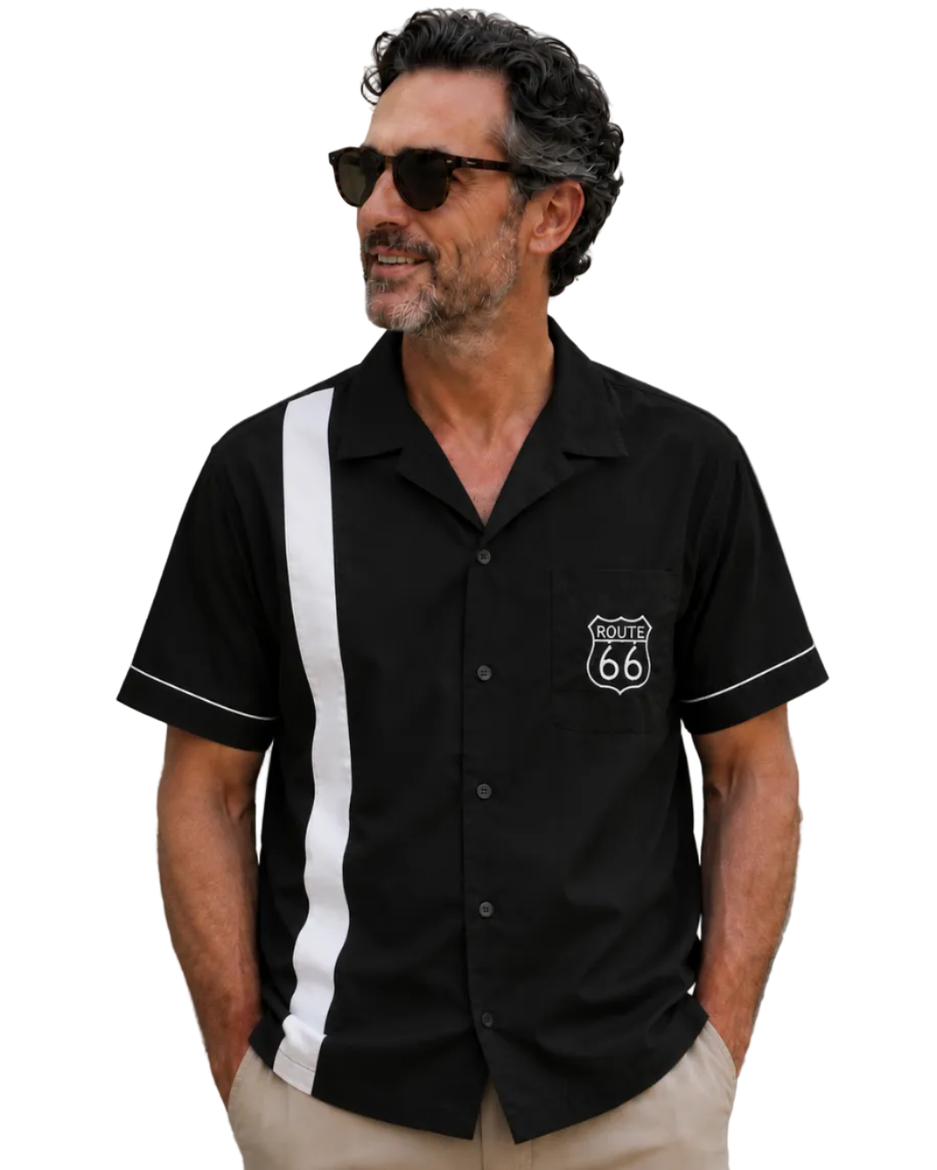 black rockabilly shirt with route 66 logo