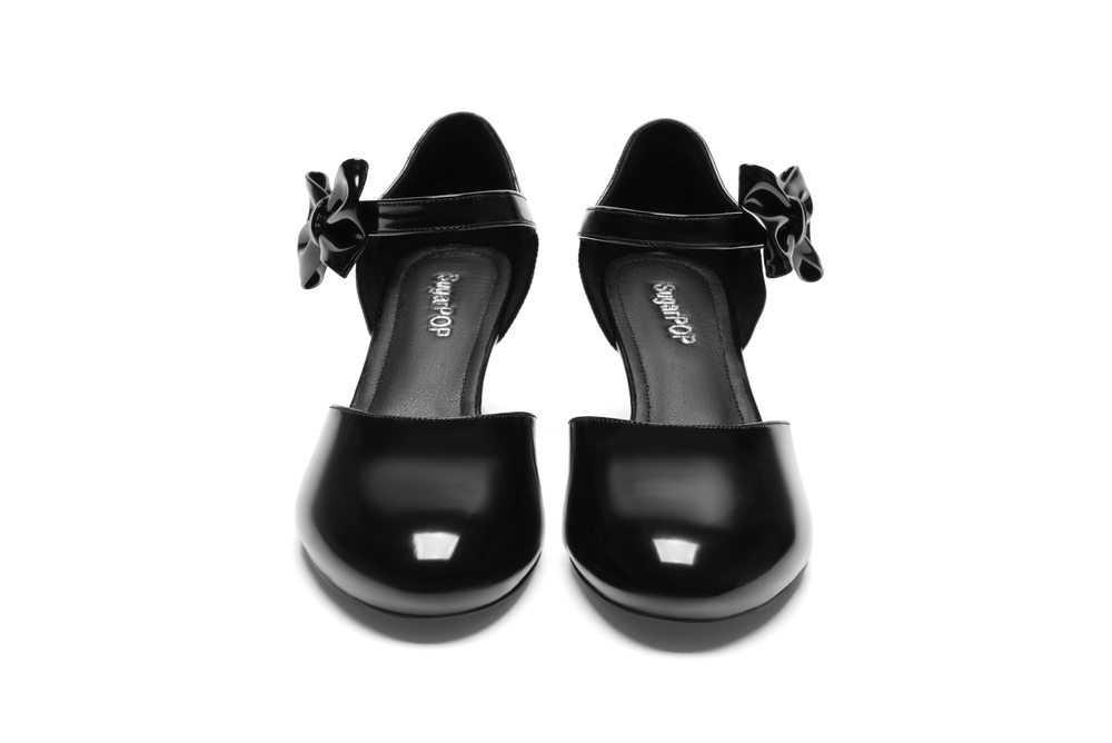SugarPOP DragonGlass v2 black shoes with stylish bow detail, perfect for any occasion.