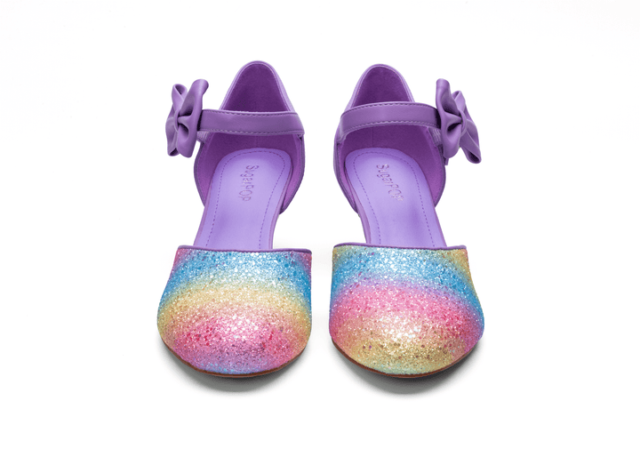 SugarPOP Pasarela - Lilac shoes with colorful glitter design and bow detail.