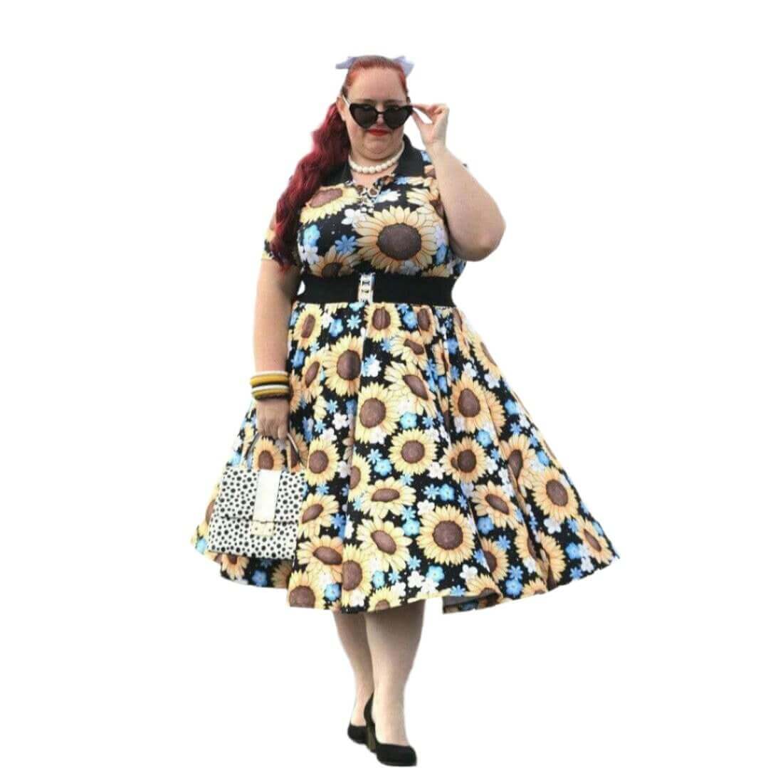 Sunflowers Full Circle Skirt - Poison Arrow Retro