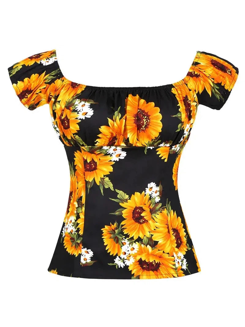 Sunflowers Peasant Style Top