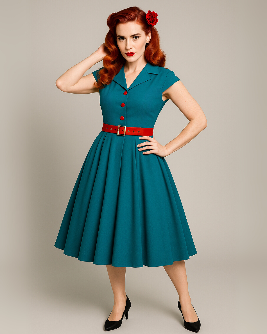 Vintage Teal Swing Dress