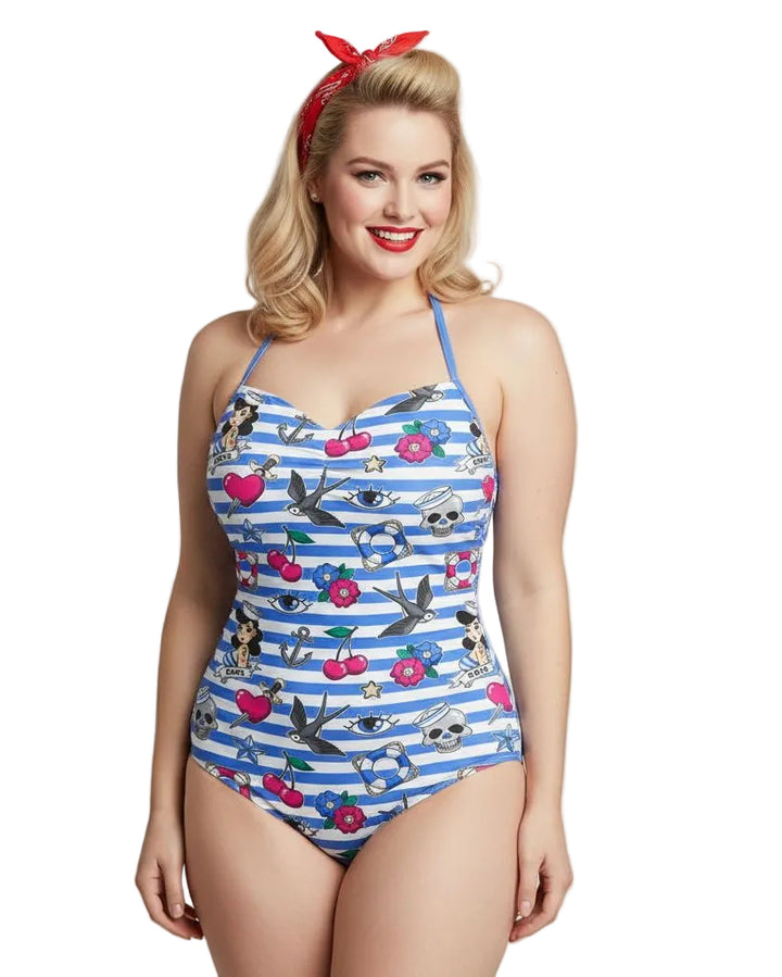 Sailor Gal Halter Underwire Swimsuit