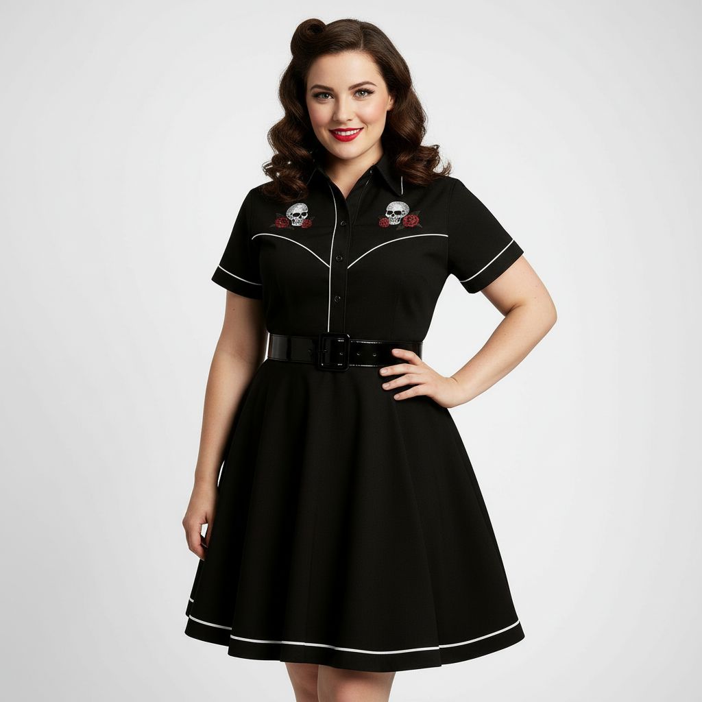 LIMITED EDITION White Piping Black Full Circle Skirt♥️