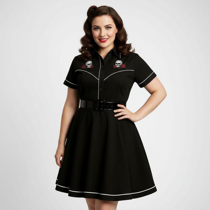 LIMITED EDITION White Piping Black Full Circle Skirt♥️