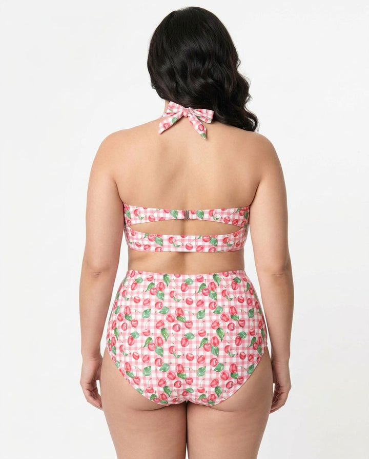 Cherry Bomb Gingham High-Waisted Bikini