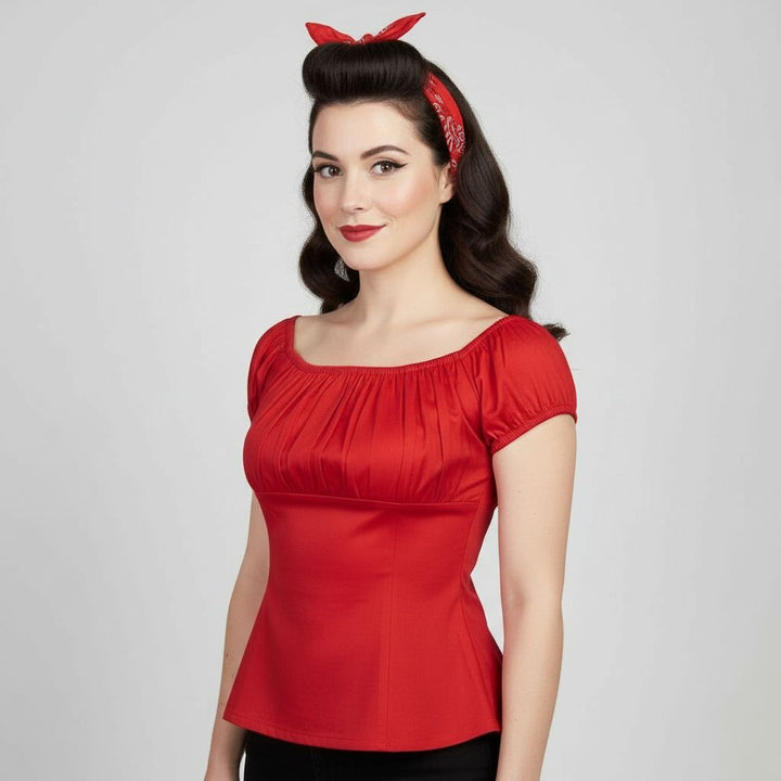 Red Peasant Style Top