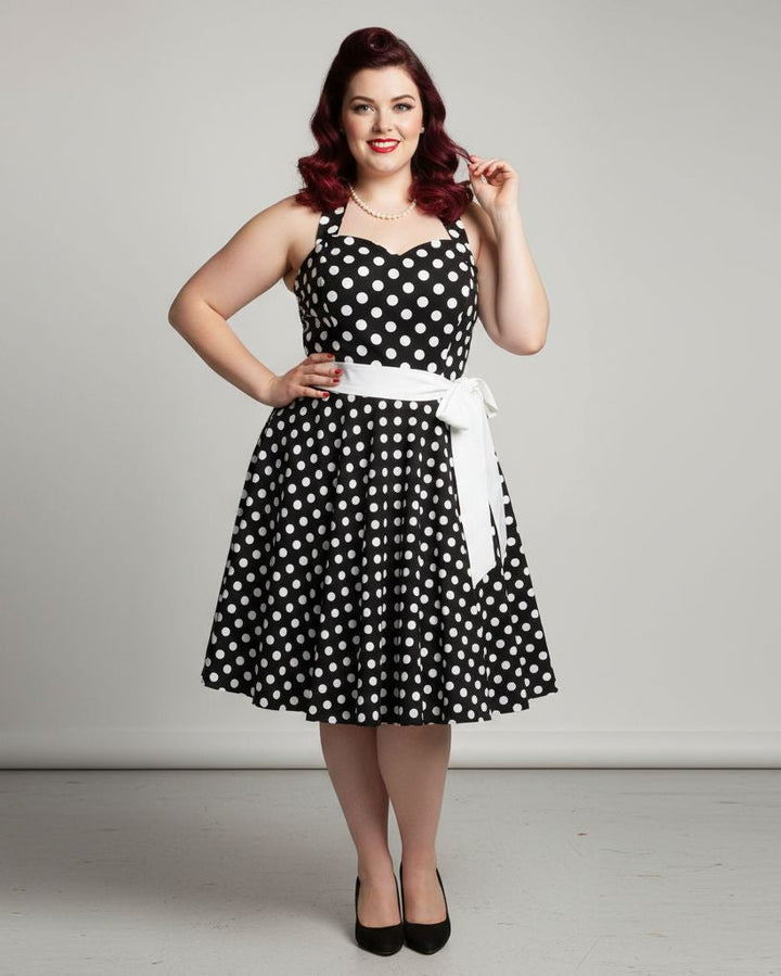 Black Polkadot Rockabilly Swing Dresses