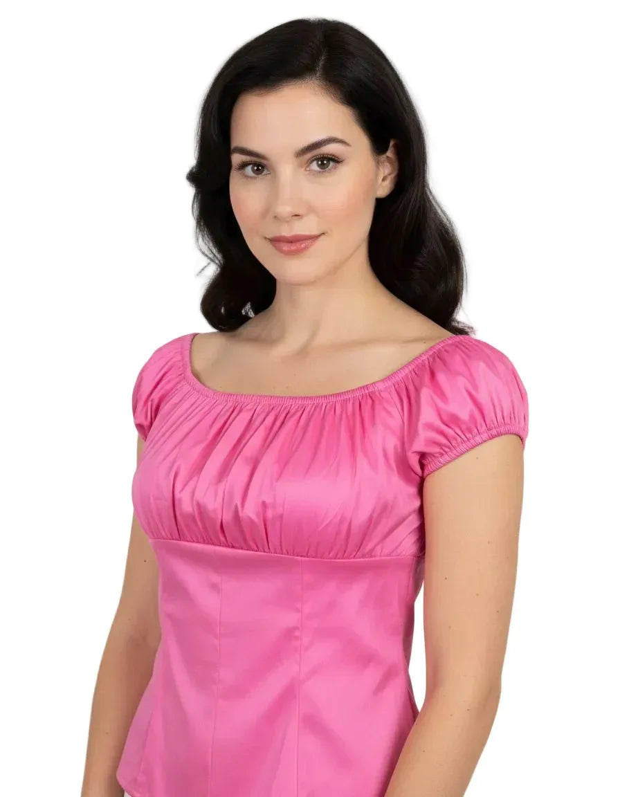 Haut style paysanne rose rétro
