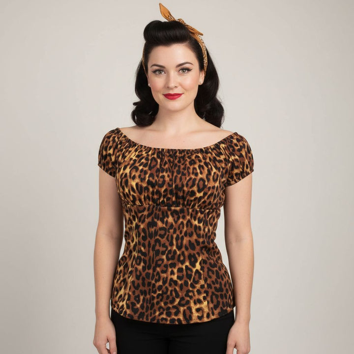 Leopard Peasant Style Top