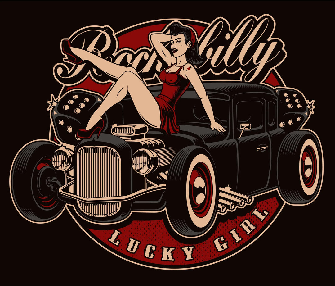 Rockabilly Lucky Girl – Men’s Work Shirt - Poison Arrow Retro