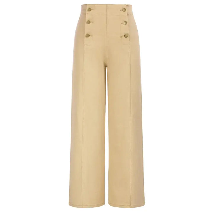 Vintage Wide-Leg Jeans [IN STOCK] featuring high-waisted design with button-up front in breathable denim.