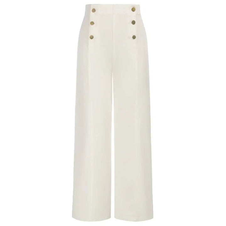Vintage Wide-Leg Jeans [IN STOCK] featuring a high-waisted style with button-up front and wide-leg cut.