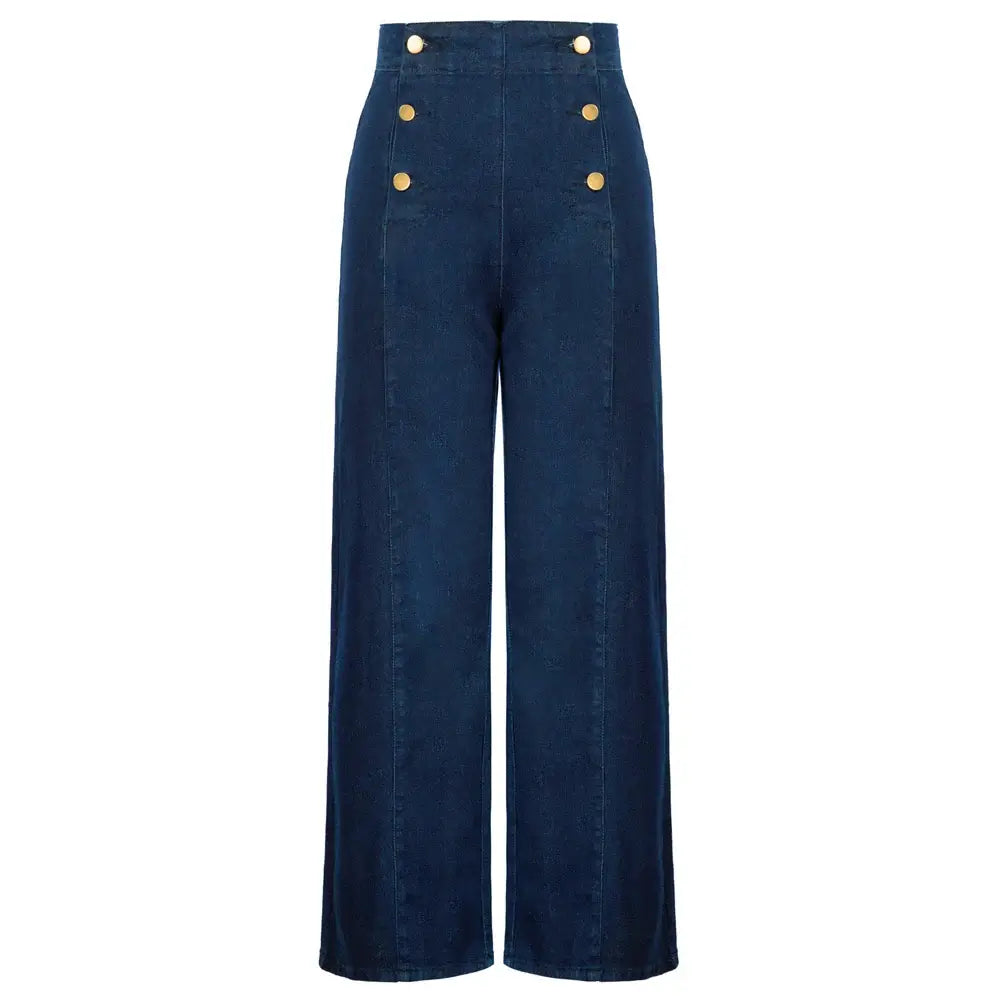 Vintage Wide-Leg Jeans [IN STOCK] featuring high waist and button-up front for a classic vintage look.