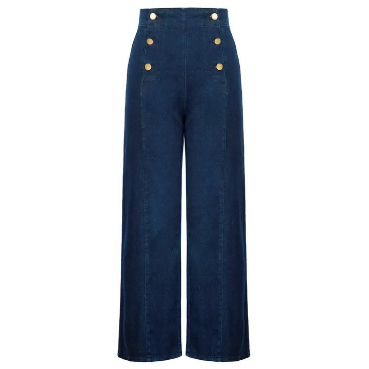 Vintage Wide-Leg Jeans [IN STOCK] featuring high waist and button-up front for a classic vintage look.