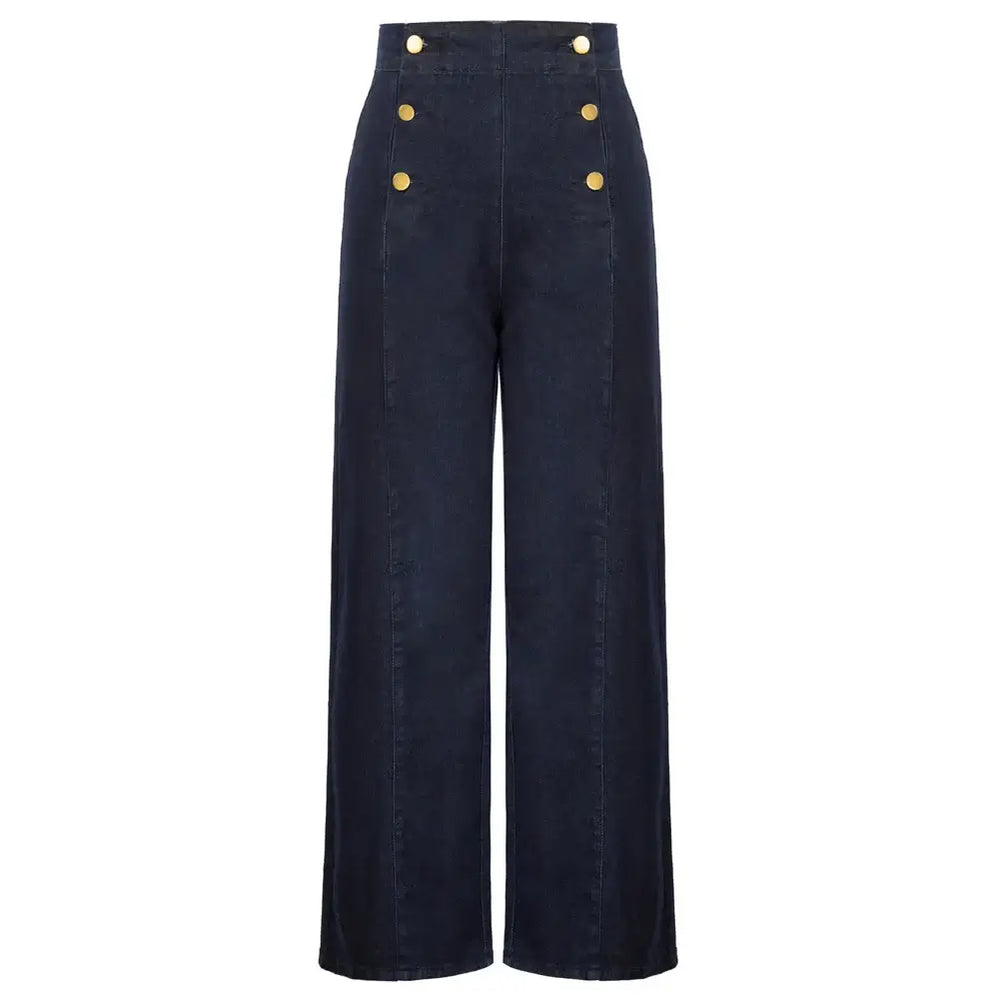 Vintage Wide-Leg Jeans [IN STOCK] featuring a high waist and button-up front for a classic vintage look.
