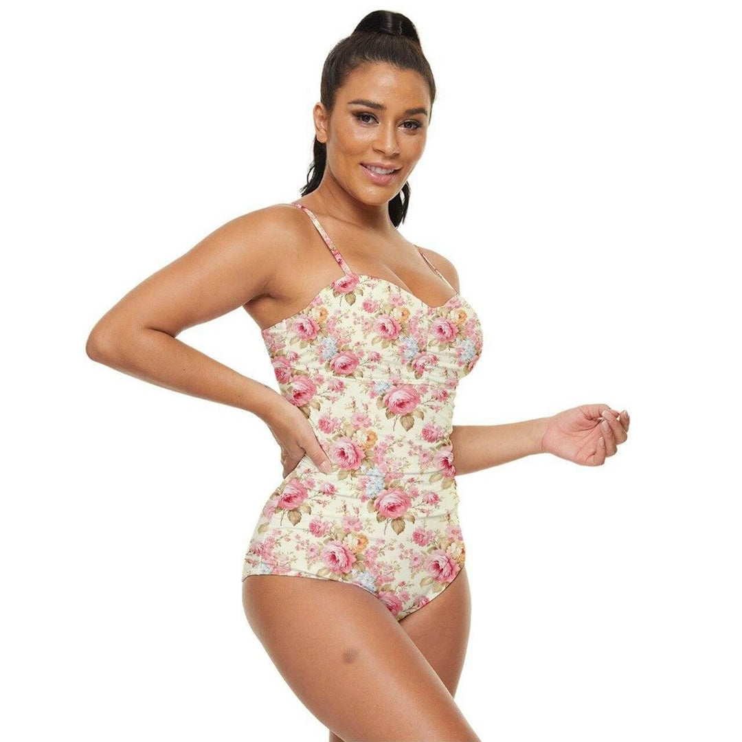 Vintage Roses Retro Full Coverage Swimsuit