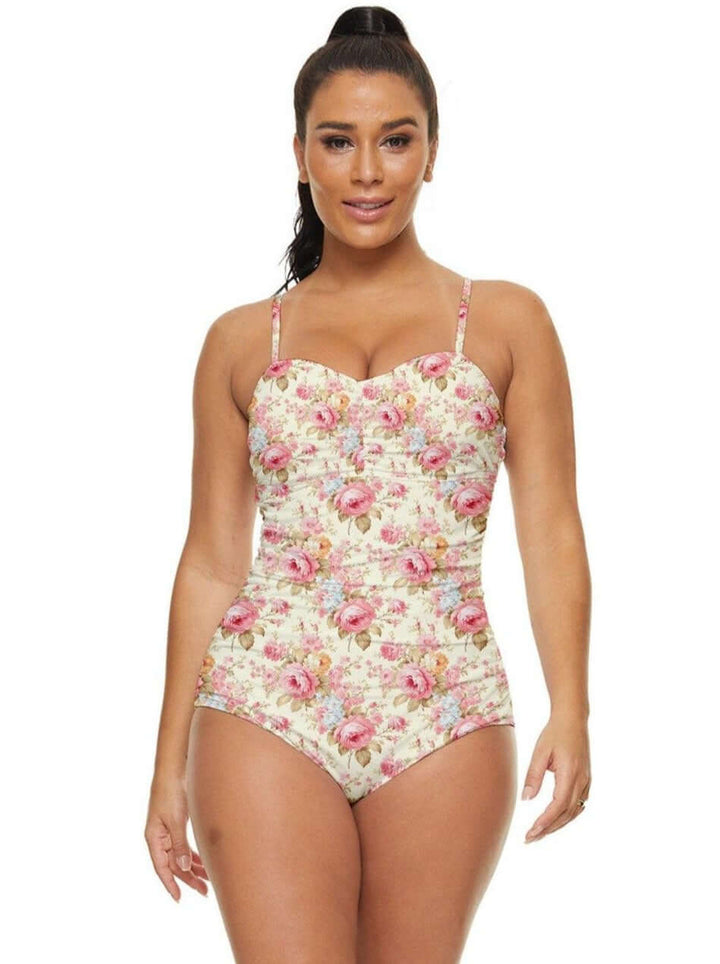 Vintage Roses Retro Full Coverage Swimsuit