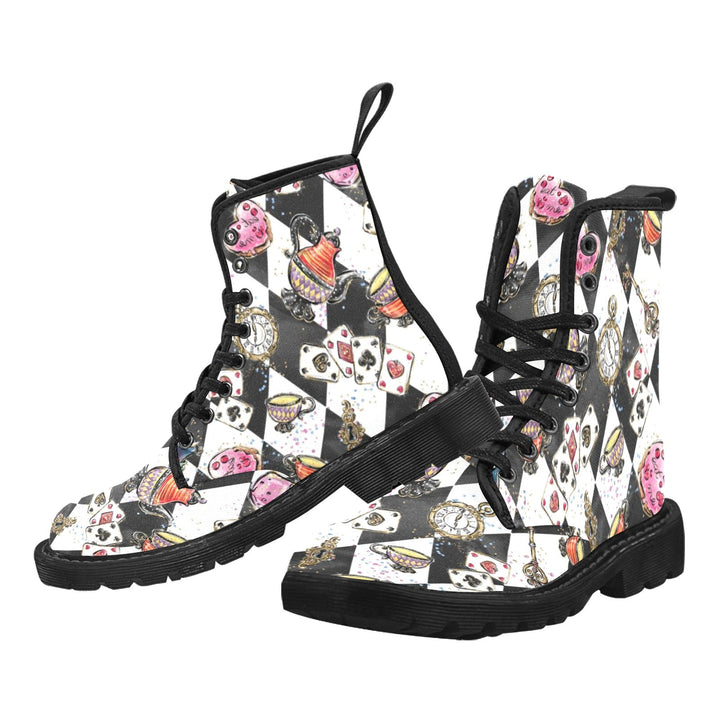 Alice In Wonderland Women's Lace Up Canvas Boots