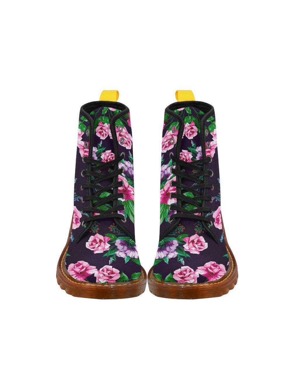 Antique Roses Women's Lace Up Combat Boots