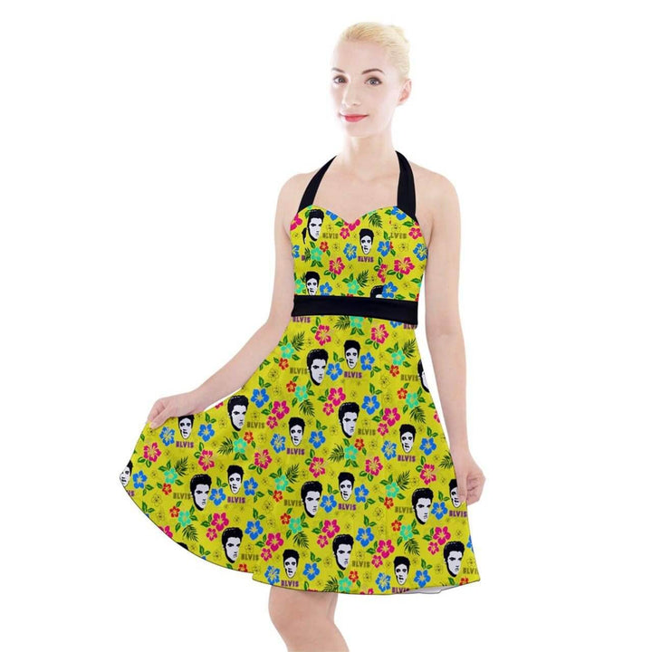 Hawaii Elvis Halter Party Swing Dress