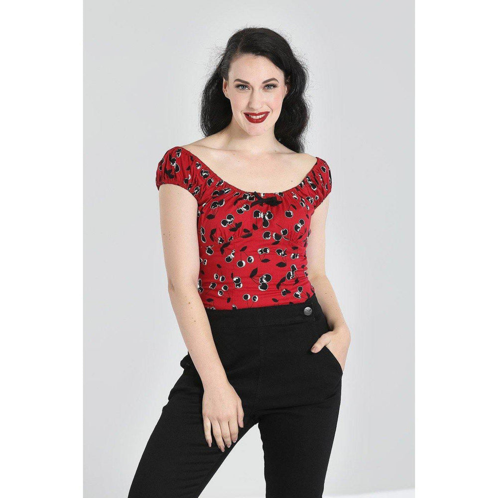 Hell Bunny Red with Black Cherries Alison Top