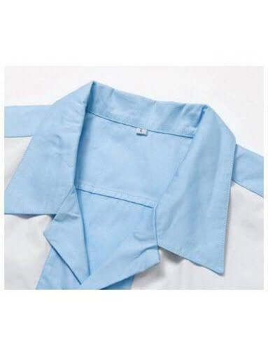 Mens Vintage Style Bowling Dress Shirt - Pale Blue White Panels