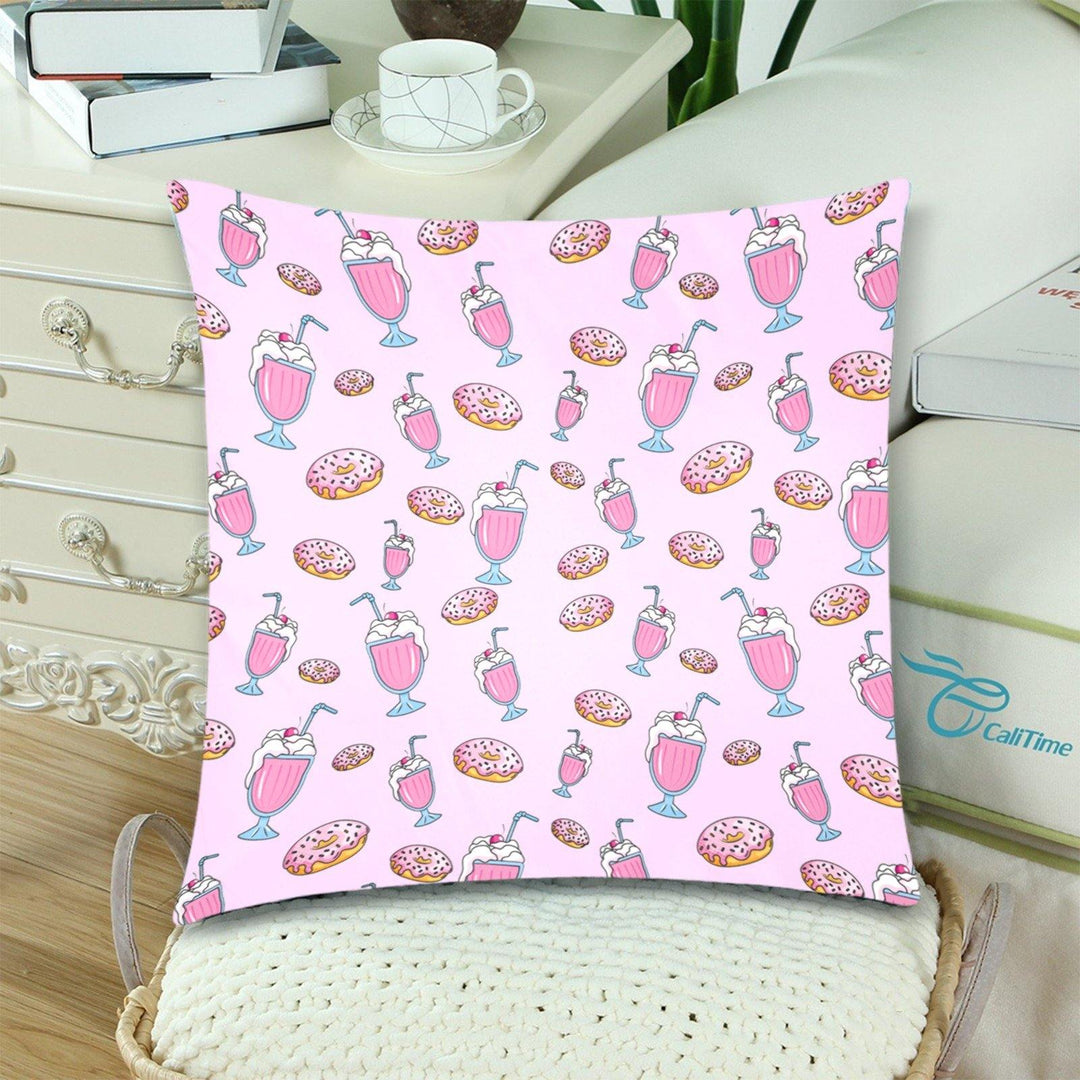 PINK MILKSHAKES Throw Pillow Cover 18"x 18" (Twin Sides) (Set of 2)