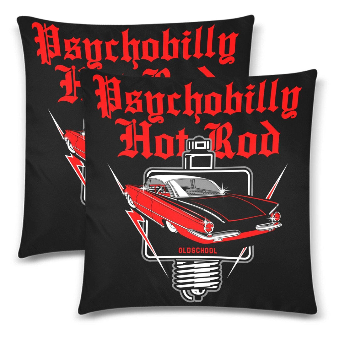 Psychobilly Hotrod Throw Pillow Cover 18"x 18" (Twin Sides) (Set of 2)