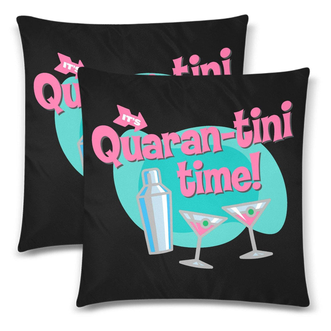 QUARANTINI TIME Throw Pillow Cover 18"x 18" (Twin Sides) (Set of 2)