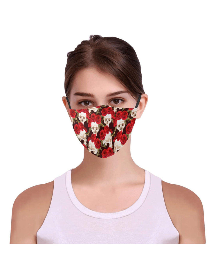 REUSABLE FACE MASKS WITH FILTERS - SKULLS AND ROSES
